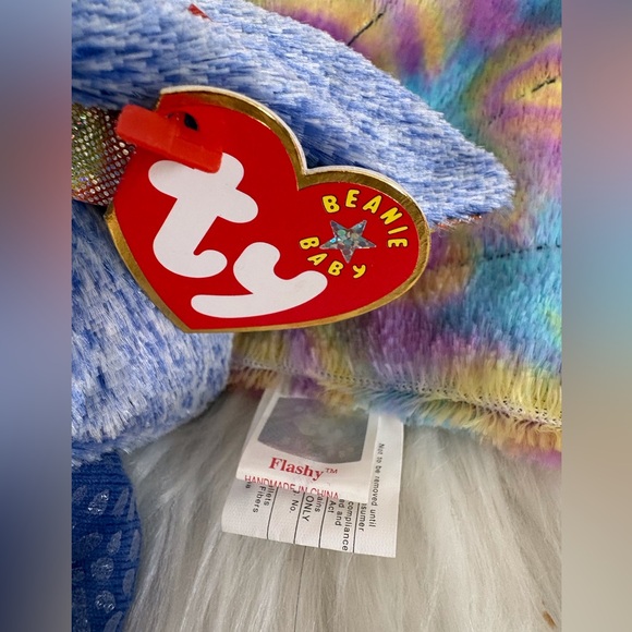 Ty Flashy Plush Peacock with Multicolored Tail Beanie Baby - Picture 3 of 6